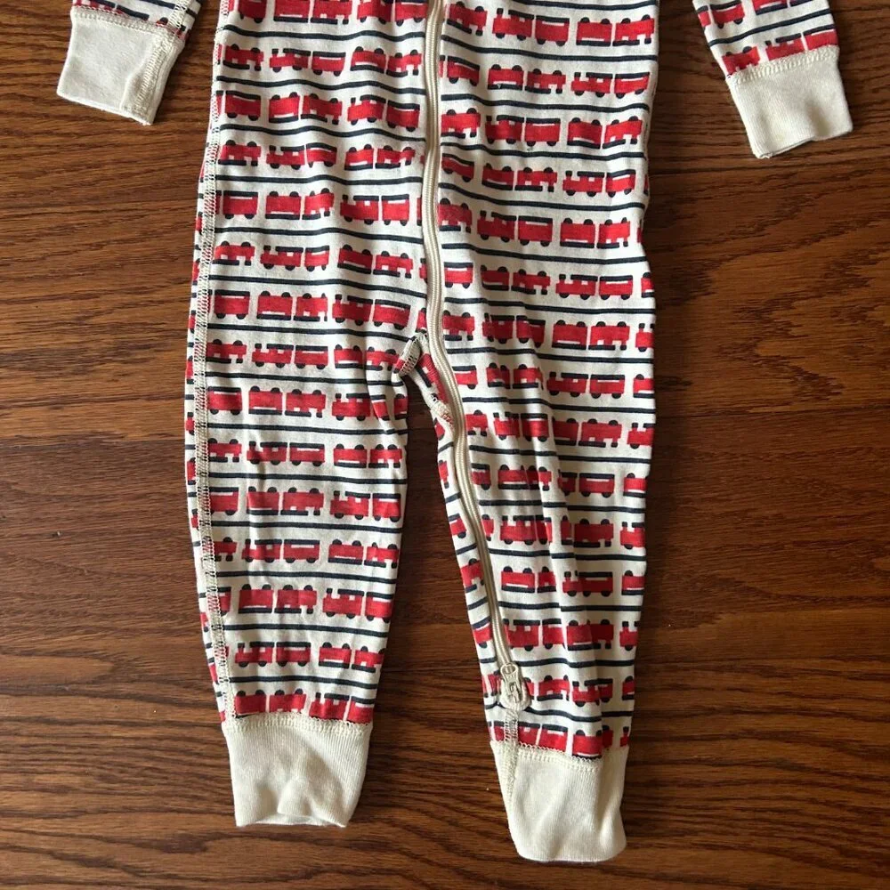 Hanna Andersson Boys 2T HannaJams Trains Organic Cotton Sleeper Footie Size 2T